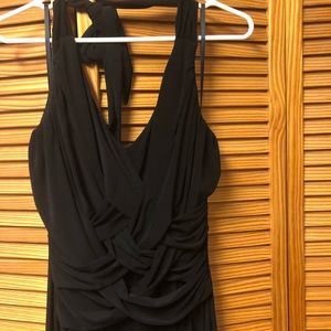 Slinky black dress with woven detail at chest